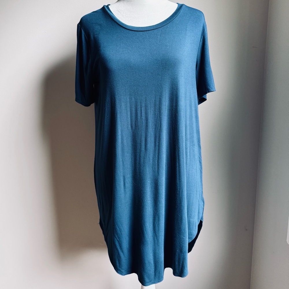 Daily Ritual‎ Crew Neck T-Shirt Womens Short Sleeve Turquoise Blue Size Medium